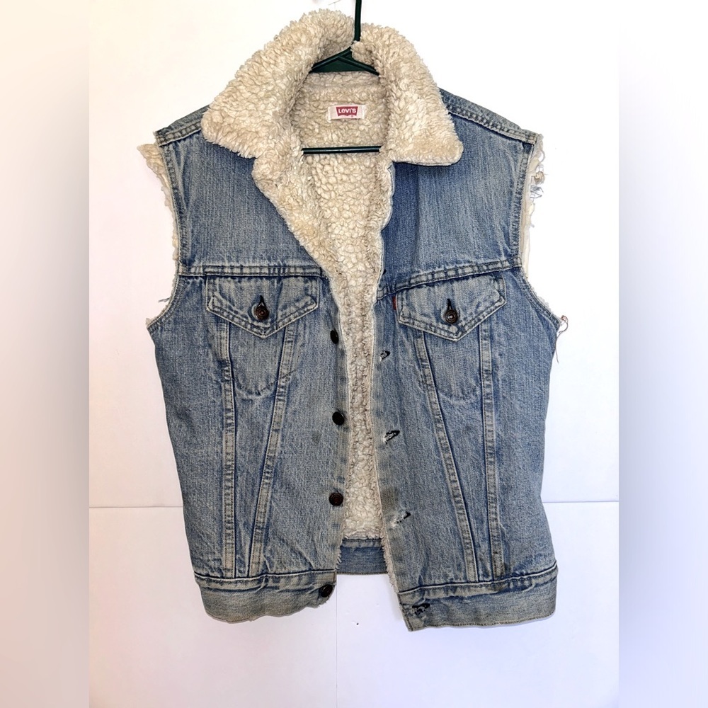Vintage 60’s 70s Levi’s Lined Vest Denim Jacket Made In USA